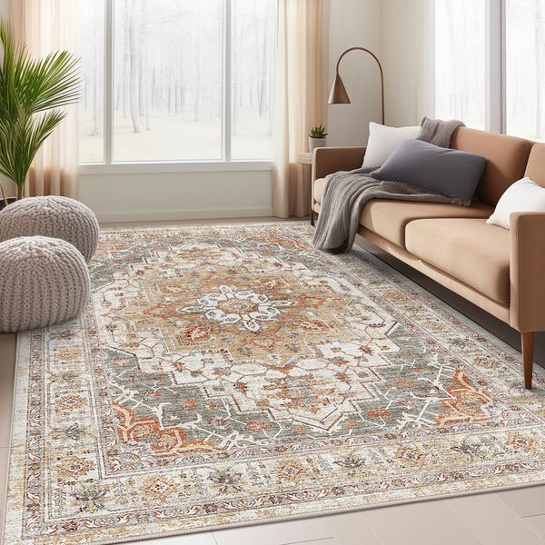 

Area Rugs for Living Room,Ultra-Thin Washable Rug, Non-Slip Lightweight Foldable Area Rug, Stain Resistant Vintage Large Rugs