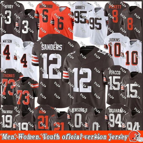 Clevelandcity Brownsjersey 12 Shedeur Sanders Myles Garrett Quinshon Judkins Deshaun Watson Owusu-Koramoah Denzel Ward Jerry Jeudy Football Jerseys