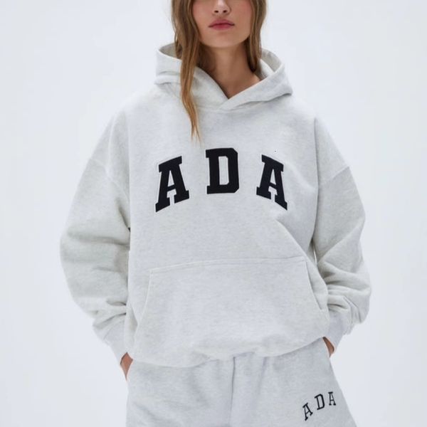 

ada high quality oversized hoodie loose loop cotton hooded sweatshirt for men and women spring and autumn cotton designer hoodies pullover sweaters, Grey green letters