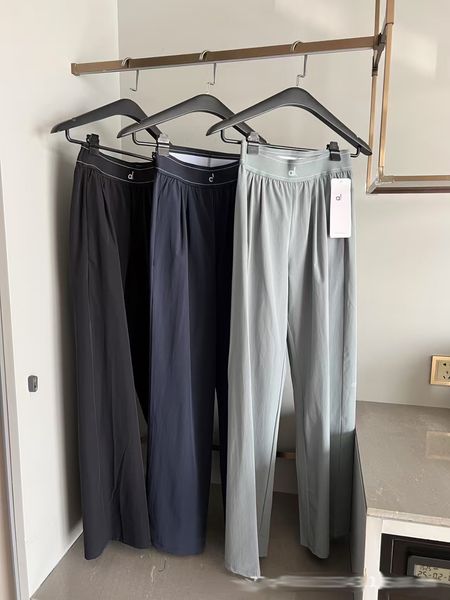 

womens pants yoga pants a0 elastic waist show leg length classic sports pants Wide leg pants, Black