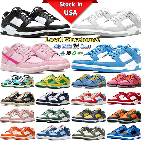 Designer Shoes Local Warehouse Womens Mens Shoes White Black Panda Grey Fog Low Casual Sneakers Triple Pink UNC Chunky Argon Men Stock in USA Trainers For Men Women