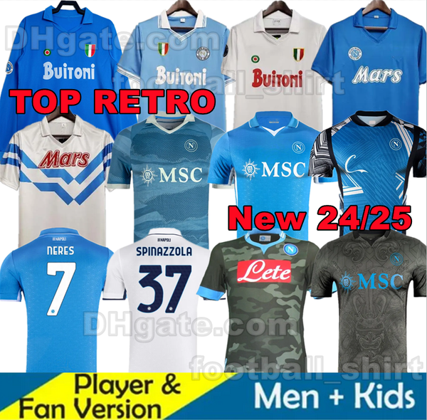 1989 Retro Napoli MARADONA Home soccer jerseys 2025 SSC Naples LUKAKU 4th Partenope RASPADORI McTOMINAY NERES POLITAN ANGUISSA SIMEONE football shirts Men Kids Kit