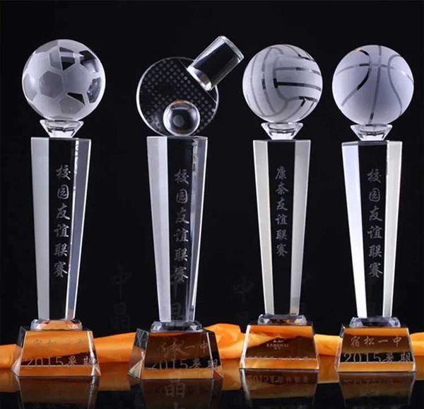 custom trophy--custom-made basketball football tennis ball game match crystal champion trophy CUP-BEST business birthday presentW251125