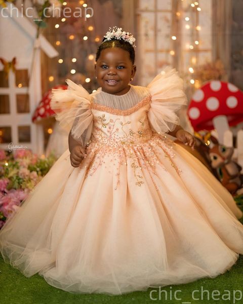 

2026 Peach Ball Gown Flower Girl Dresses Beaded Crystals Sheer Neck Tulle Little Girl Christmas Peageant Birthday Christening Tutu Dress Gowns ZJ422, Royal blue