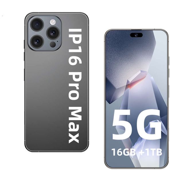 16 Pro Max Original Smartphone 7.3 inch Full Screen 16GB+1TB 5G Dual SIM Card Face Unlocked Cell Phone 8000mAh Battery Global Version Mobile Phones 108MP HD Camera
