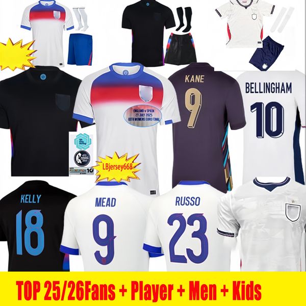 2025 2026 England football shirt BELLINGHAM Retro Soccer Jersey RASHFORD KANE SAKA RICE FODEN National Team Home White Away Men Kid Women Men Kids Kit