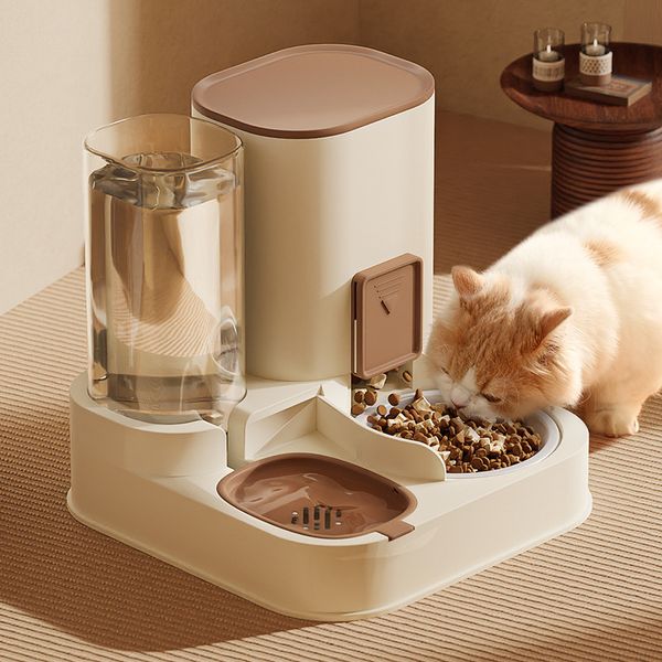 Automatic Pet Feeder and Waterer Combo - All-in-One Cat Dog Feeding Station with Smart Timer