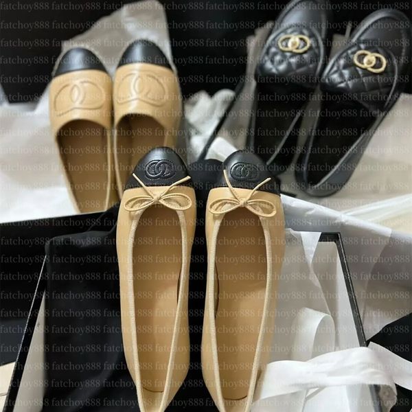 

Designer Sandal Dress ballet flats High-heeled shoes Spring cowhide letter bow fashion women black Flat boat shoe Lady leather Loafers Eur35-42, Color 1