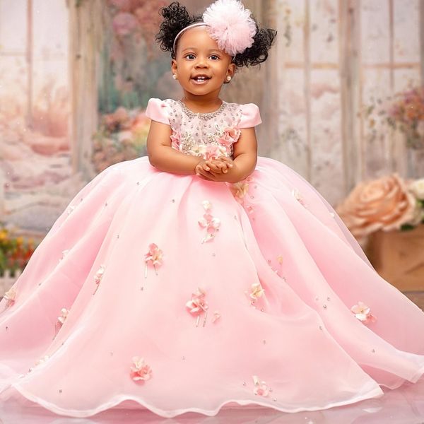 

2026 Pink Ball Gown Flower Girl Dresses Crystals Flowers Organza Little Girl Christmas Peageant Birthday Christening Tutu Dress Gowns ZJ4272, Yellow