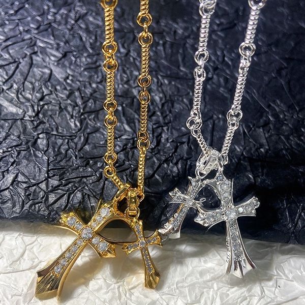 

DHcollection Real Gold Plating Hip Hop Brass With One Row Bg Zircon Cross Pendant Necklace