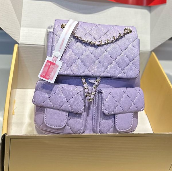 

Mini Backpack Fashion Women Shoulder Bag Genuine Leather Checkered Pattern Gold Hardware Metal Locking Adjustable Shoulder Strap Handbag Crossbody Bag Makeup 20c, Yellow