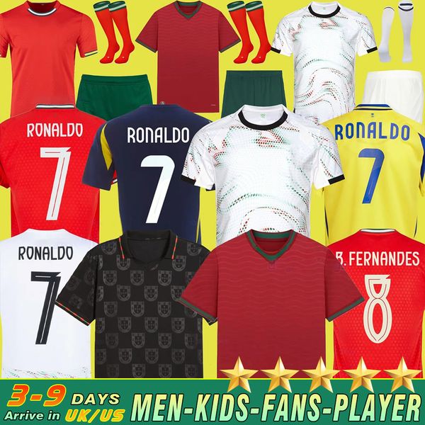 

2026 World Cup Portugal soccer jerseys Ronaldo Al Nassr FC B.FERNANDES JOAO FeLIX MANE Riyadh home away goalkeeper football fans player adult kids kits football shirt, Red