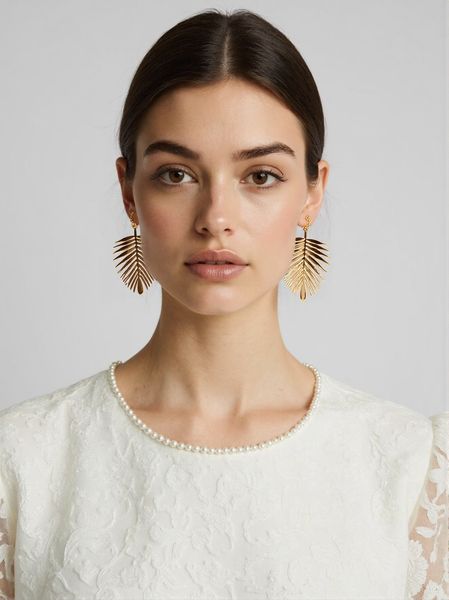 

Large Alloy Gold Plated Earrings with Exaggerated Design - Perfect Summer & Autumn Accessory