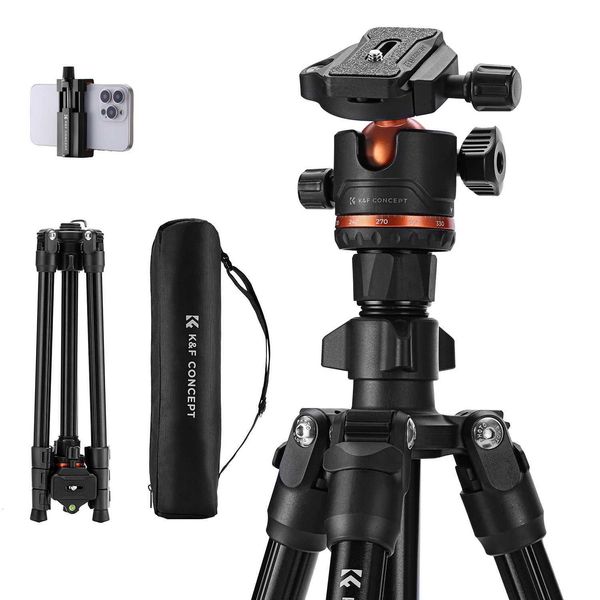 KF Concept 178cm Lightweight Camera Tripod Cellphone Clip Travel DSLR for Nikon Canon Outdoor Vlog K251105