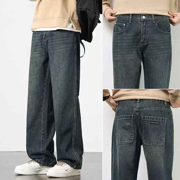 

American Jeans Men's Yellow Mud Straight Loose Casual Summer Thin Trendy Brand 2025 New Boys Long Pants, 8033lue3b