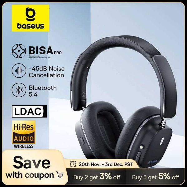 Baseus Bowie 30 Max Headphones 45dB Noise Cancellation Hi-res LDAC Over Ear Headset 3D Spatial Audio Wireless EarphoneM251126