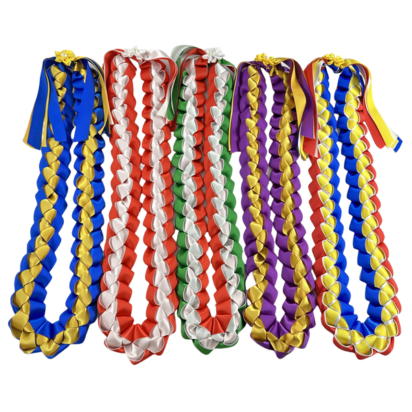 

Mexican Graduation Leis Philippines Graduation Ribbon Lei Class of 2025 Mexico Graduation Necklace 47" Double Braided Handmade Filipino Congrats Graduates Lei, Purple and white