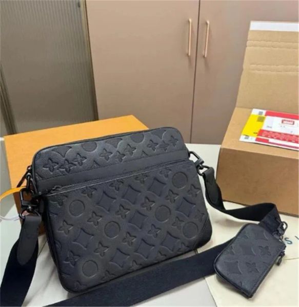 

High Quality Designer mens womens POCHETTE TRIO Cross Body Wallets Leather tote Patchwork handbag shoulder bags Totes Purse Crossbody Bag with dust bag A19, 10086 men black flower