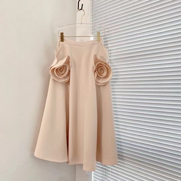 

original threedimensional large flowers design female dress high quality womens brand fashion skirt highend women luxury long dress, Beige