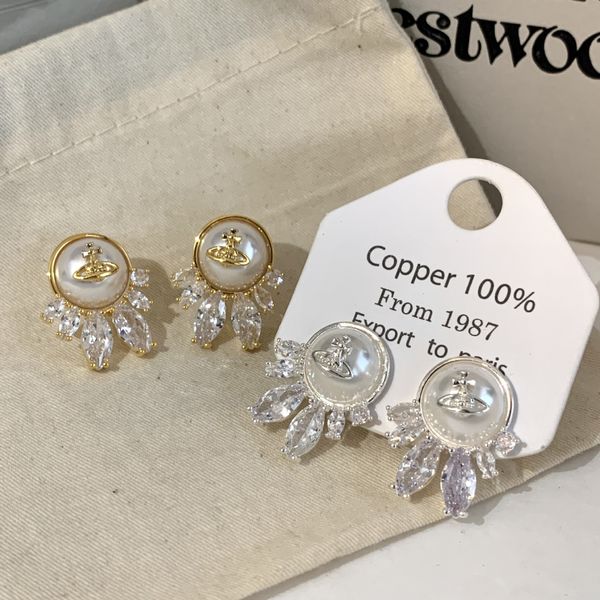 

Designer Planet Stud Earrings - Gold Pearl Saturn Earrings for Women, Luxury Jewelry, Metal Earring, cjeweler Woman, orecchini hgt