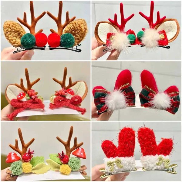 1Pair Cute Elk Horn Christmas Hairpin Antler Hair Accessories Portable Hair Clips Hair Clips Pendants Christmas DecorM251127