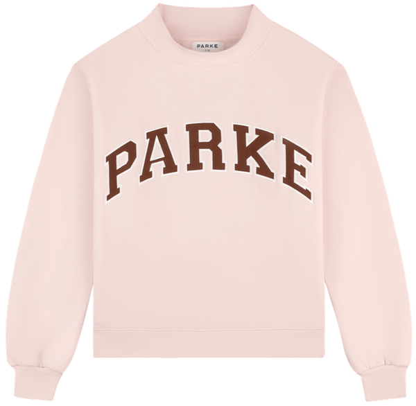 

Parke Embroideried Mockneck Sweatshirts Pink Brown Women Designer Cotton Jumpers PARKE Fashion Loose Hoodies, Lightgrey