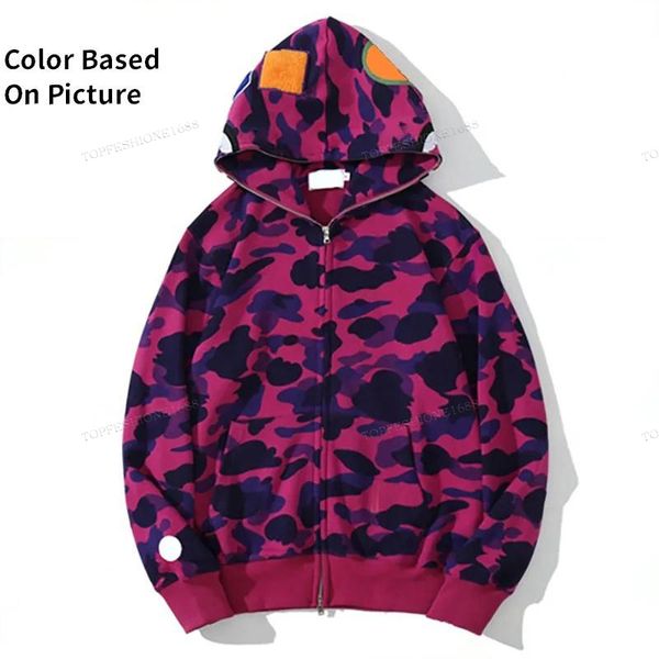 

Wholesale designer hoodie graphic hoodie Camouflage Jacket Sharks Hoodies full zip up mens womens hoody Sweetwear Camouflage Pattern Sweatshirts For Male, Pattern 3