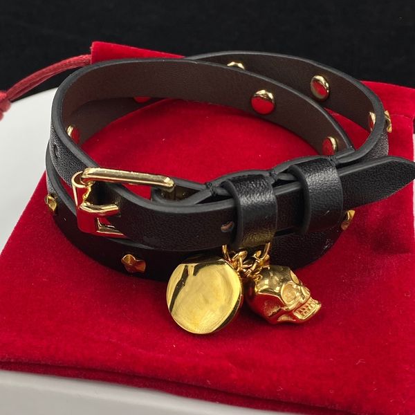 

Ladies' black double-layer bracelet, leather gold bracelet can be used as a necklace, hip-hop style punk costume concert preferred