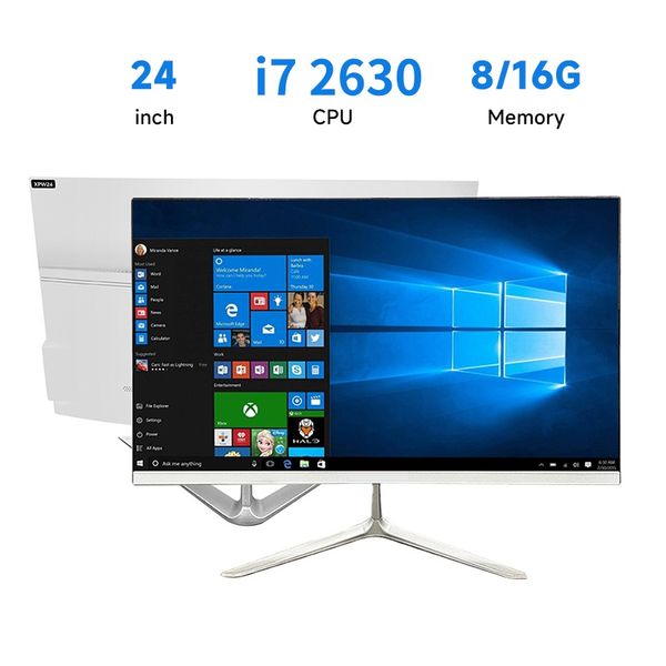 24 inch 1K all-in-one computer (Intel Core i7 2630, RAM 8/16GB, SSD 128/256/512/1024GB, Windows 11 Pro), white, English keyboard, English system