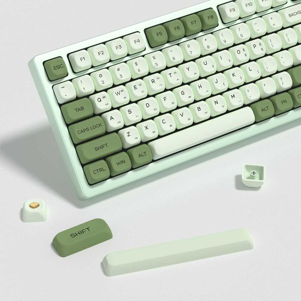 KBDiy Matcha Korean Keycap Green MAC ISO KOA Profile Retro PBT Keycaps For MU68 Pro K500 B61 Mechanical Gaming Keyboard Key CapsM251128