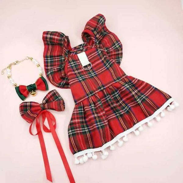 Christmas Dog Strap Skirt Autumn/Winter Dog Clothing Skirt Cat Clothing Christmas Checker Clothing Dog Clothes for Small Dogs M251128