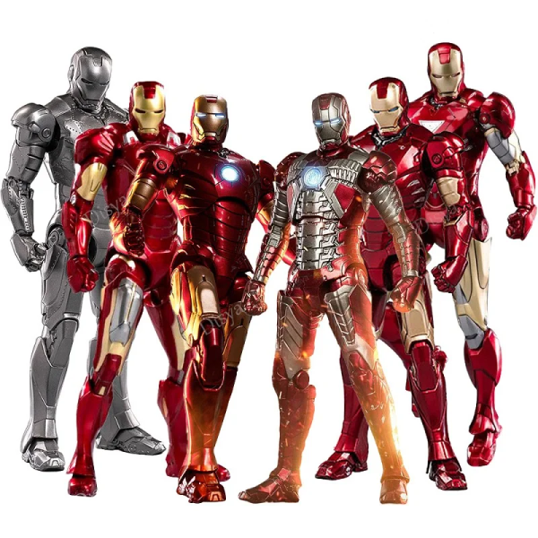 ZD Toys Genuine Marvel Authorization LED Light Iron Man MK1 MK2 MK3 MK4 MK5 MK6 MK7 MK43 MK50 7" action figure joint movable ornaments boy birthday gift