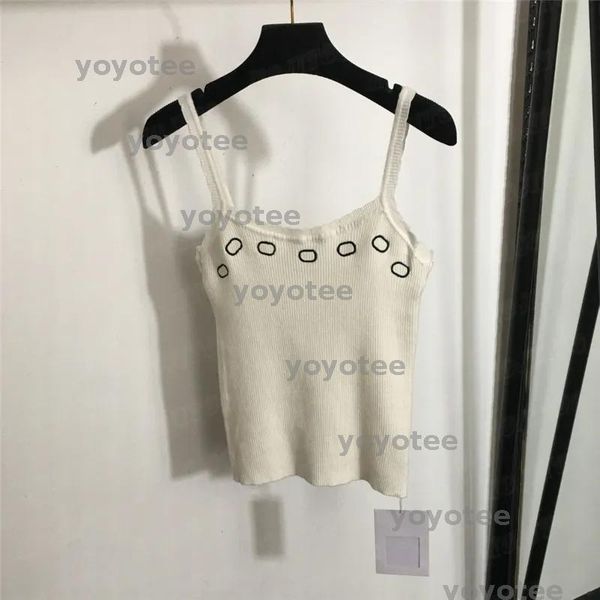 

Womens Cropped T Shirts Knits Top Embroidered Knitted Vest Sling Tank Women Tops Yoga Tees BFD2504283, White