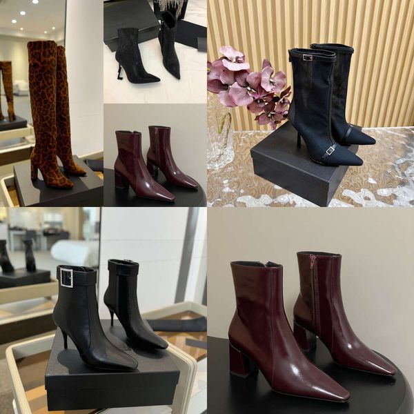 Top quality luxury dress shoes designer high heels Booties opyumpumps brand heel Boots leather party wedding office sneakers Knee Boots Thigh-High Boots