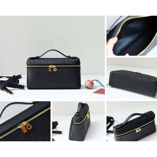 

L19 Lunch Box bag Cowhide Genuine leather makeup Crossbody shoulder handbag Designer Pouch Tote Bag Extra Pocket Leather, Gray l19 [gold buckle]