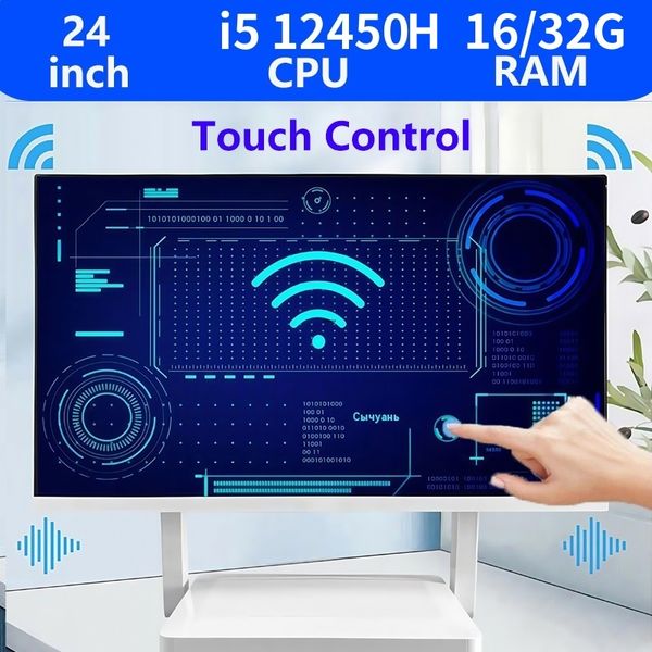 24 inch fold touch all-in-one computer (Intel Core i5 12450, RAM 32/16GB, SSD 512/1024GB, Windows 11 Pro), white, English keyboard, English system
