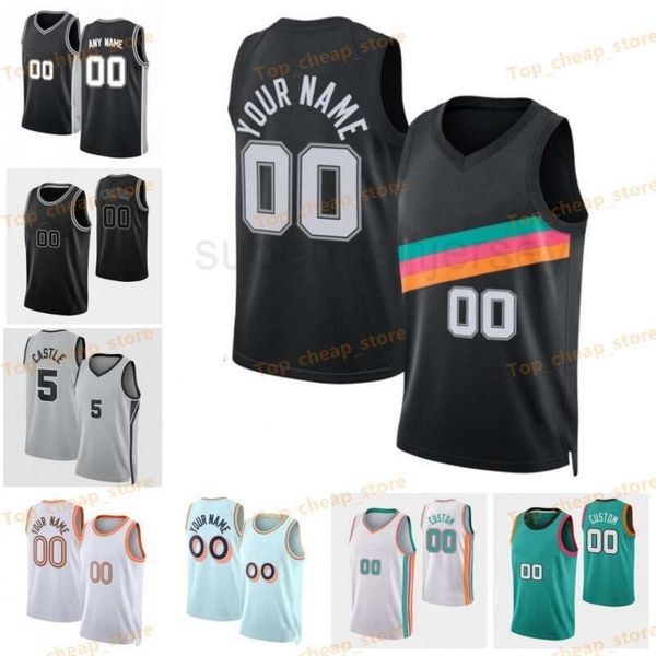 Dylan Harper Victor Wembanyama Grey Basketball Jerseys Fox Devin Vassell Stephon Castle Keldon Johnson Bismack Biyombo Malaki Branham Charles Bassey Blake Wesley