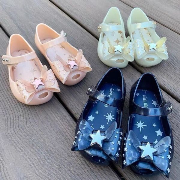 

Children Beautiful Crown Bow Jelly Shoes MINI DD Kids Girls Clear Shiny Colors Diamond Princess Sandal, Grey