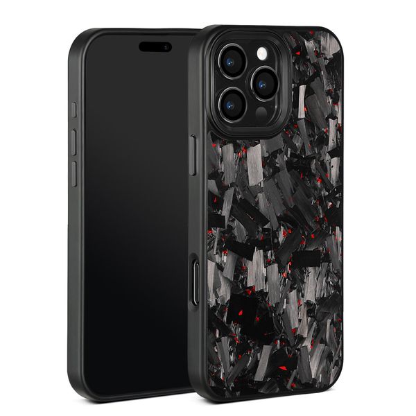 Black metal frame and button forged carbon fiber mobile phone case for iPhone16/15/14/13/12 Pro Max Plus