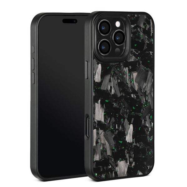 Metal black frame forged carbon fiber mobile phone case for iPhone16/15/14/13/11 pro max iPhone case gold green