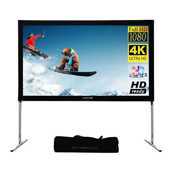 Projector Screen with Stand 100 120 144 inch 16:9 4K 1080 HD Portable Projection Screen for Home Office Theater Cinema
