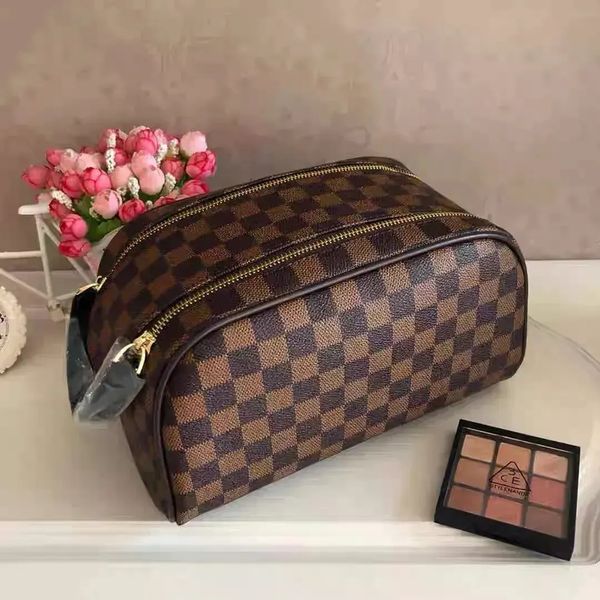 

Classic Luxury Double Zipper Men Women Travelling Toilet Bag Designer Woman Wash Large Capacity Cosmetic Handbag Toiletry Pouch Makeup Bags, Khaki