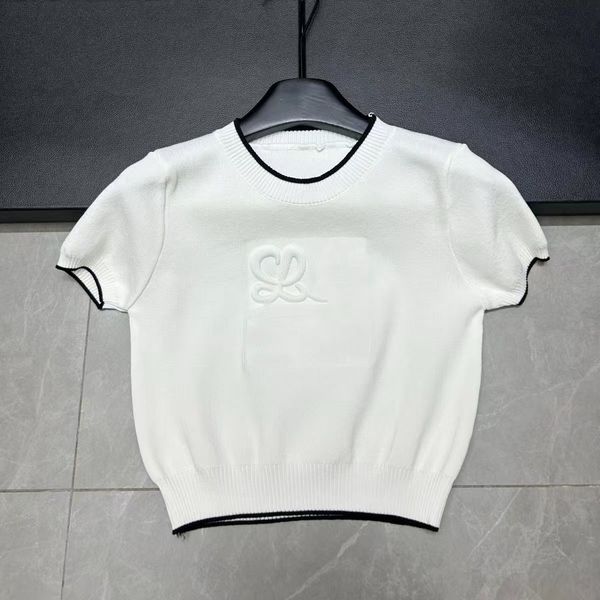 

Womens t shirt Knits Tees tops Summer New Knitted Sweater Round Neck Pullover with Concave and Convex Technology Sweater Short Sleeve Fashion designer, Red