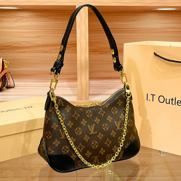 

S Designer Leather Women Handbags Old Flower Croissant Classic Pattern Fashion Trend Bags Crossbody Shoulder Bag 191, Green shoulder strap