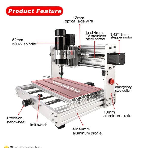

Super 3018 max Metal Aluminum CNC Milling Engraving Machine with 500w Spindle,80w Laser Engraver GRBL Control Wood Router Woodworking