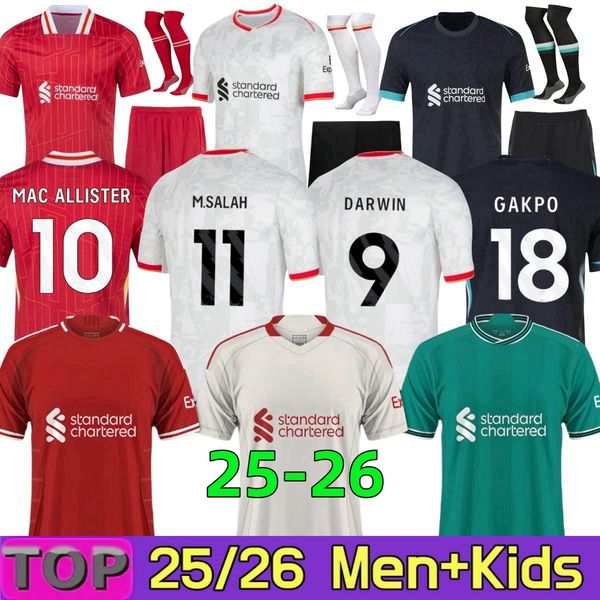 

24 25 26 Luis DIaz soccer jerseys MAC ALLISTER GAKPO SEASON DARWIN SZOBOSZLAI GRAVENBERCH M.SALAH 2024 2025 home away fans Player football men Kids kits, Black