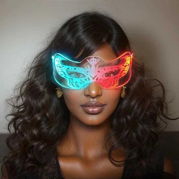LED Cyberpunk Glasses Glowing Face Mask Glasses For Girl Women Masquerade Party Eyewear Supplies Neon Light Glasses In The Dark T250122