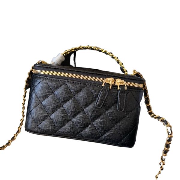 

Classic woman cosmetic chain bag mini makeup bag crossbody toiletry bag designer handbag make up cases Inside Mirror Leather 5A, Red