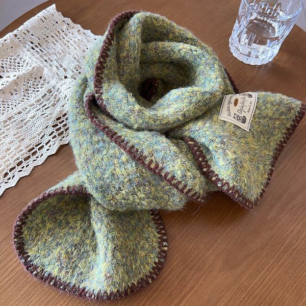 

New Knitted Color Contrast Wrapped Scarf --820431