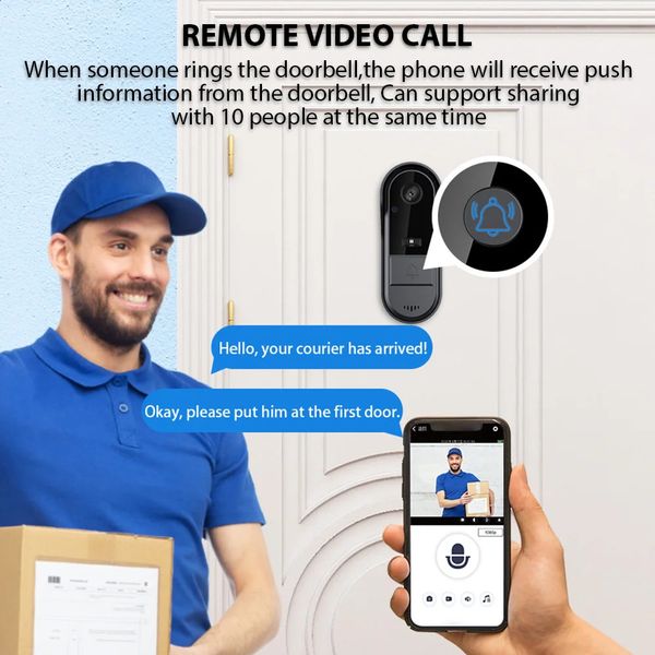 

Wireless Smart Doorbell Ring Door Camera Intelligent Video Bell 125 Degree Wideangle Lens Bidirectional Visual Intercom 250108